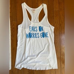 Disney White Top - Ears on Worries Gone - White Razorback Tank - size small